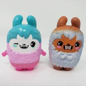 Dig Monsters Shivering Moji Rainbow Pink Blue Toy Figure Lot of 2